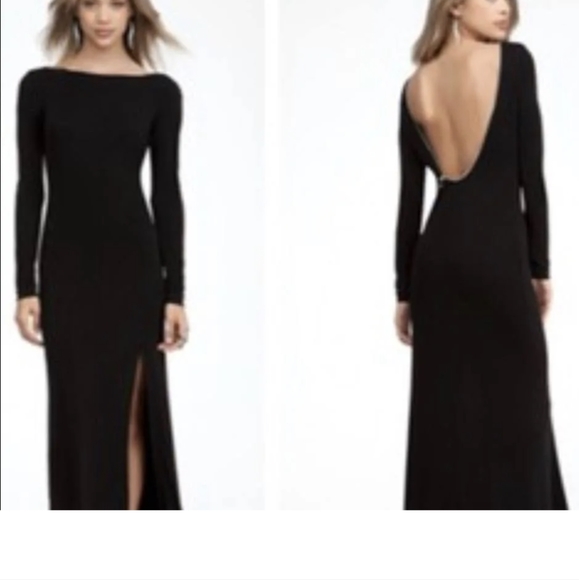 Bebe long sleeve open back floor length dress - Picture 5 of 6